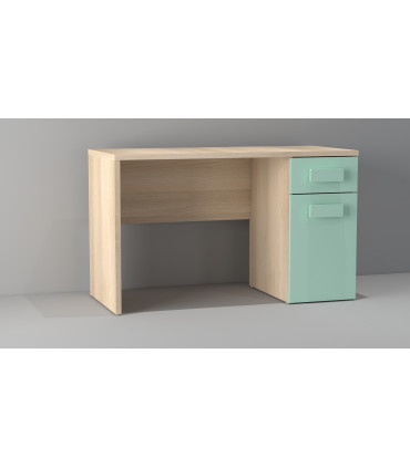 ESCRITORIO 120 CHASIS EN ACACIA Y PUERTAS EN VERDE PASTEL