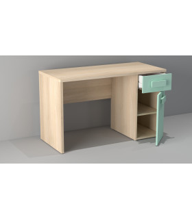 ESCRITORIO 120 CHASIS EN ACACIA Y PUERTAS EN VERDE PASTEL