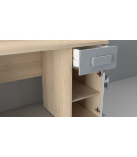 ESCRITORIO 120 CHASIS EN ACACIA Y PUERTAS EN VERDE PASTEL