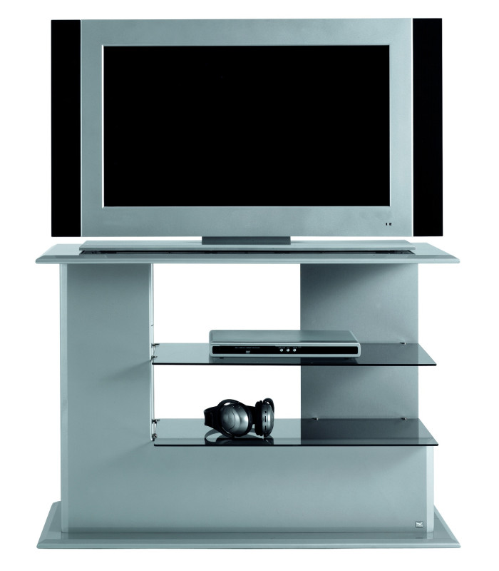 MESA 40" FRENTE FORMA "L" PLATA BRILLO. C/RULONES 995x702x450mm