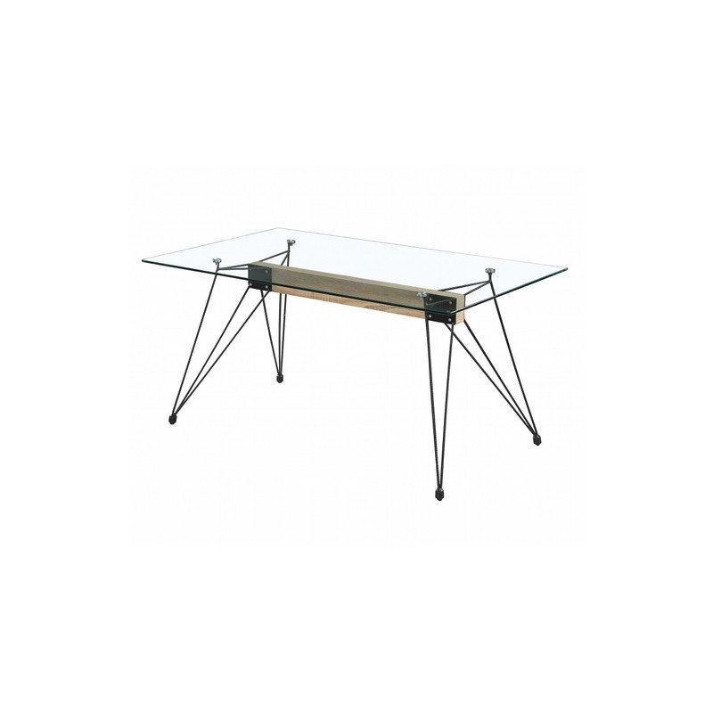 MESA SPIDER TAPA CRISTAL PATA NEGRA