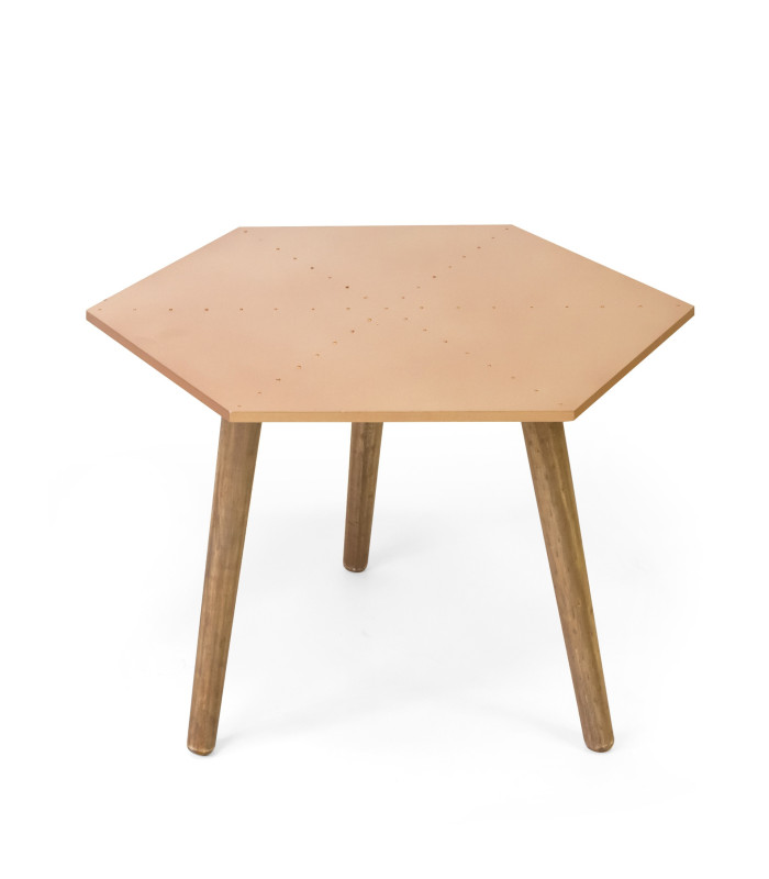 MESA HEXAGONAL PEQUEÑA COLOR COBRE