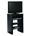 MESA TV/HIFI MAX.24" ATAMBORADA NEGRA C/3 ESTAN. CRISTAL 800x550x395mm